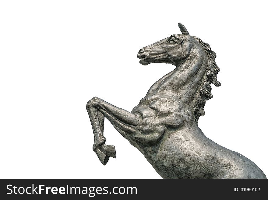 Metal bucking horse on a white background with path included