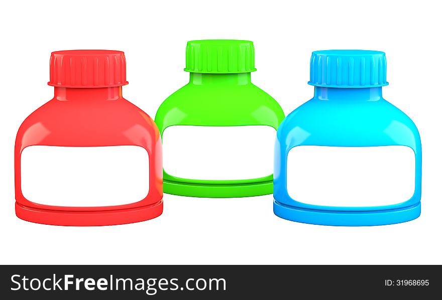 Three Colored Plastic Containers