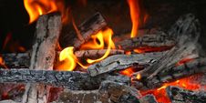 Fireplace With Coals Burning Down Stock Photography