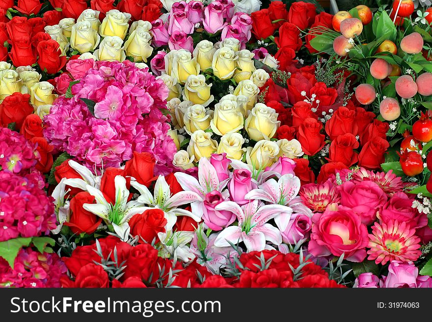 Colorful of decoration artificial flower