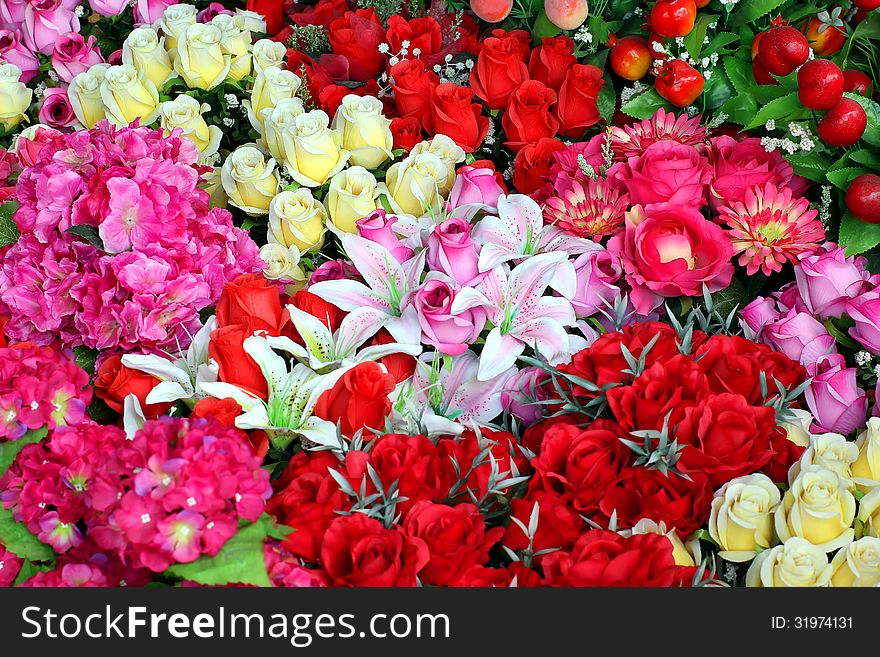 Colorful of decoration artificial flower