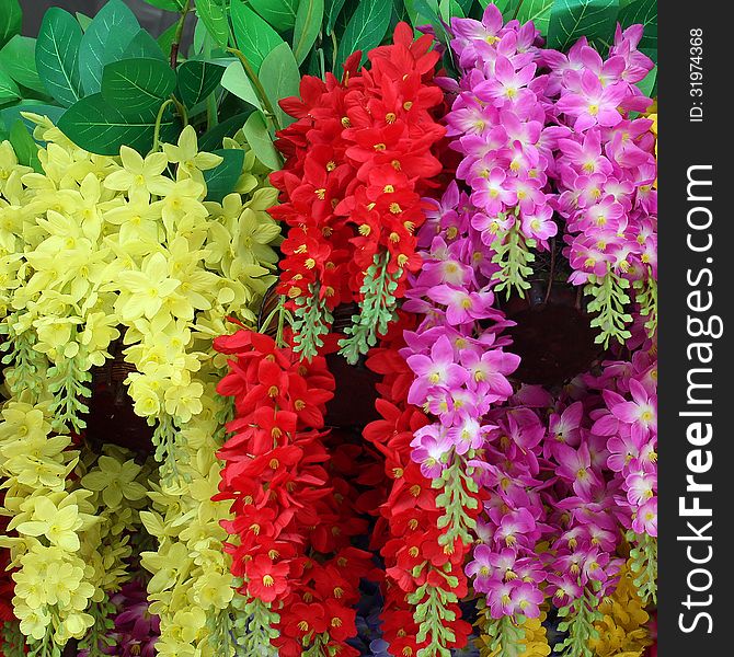 Colorful of decoration artificial flower