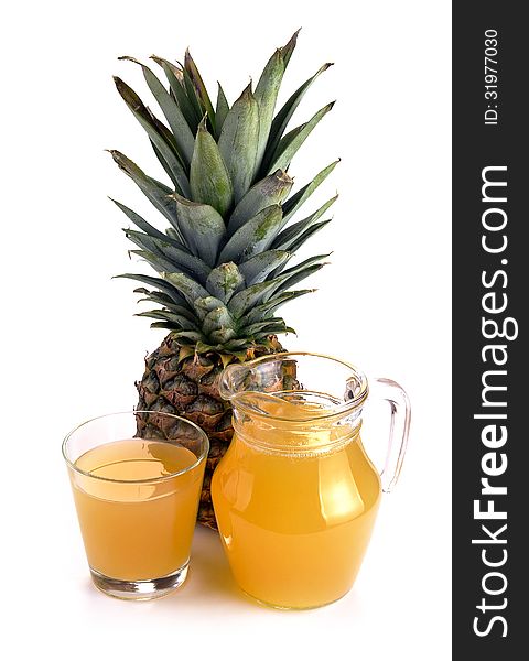 Full Glass And Jug Of Pineapple Juice