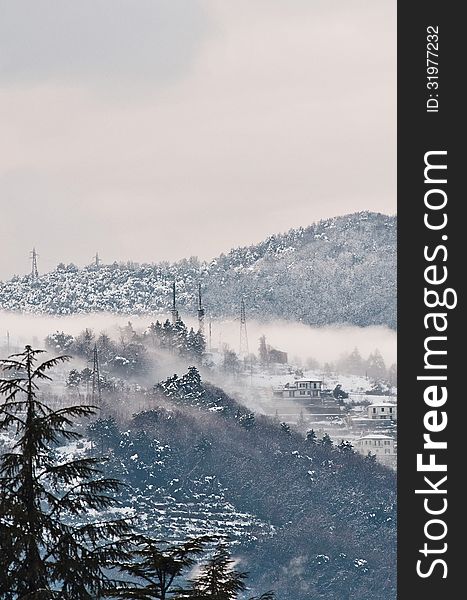 La spezia in winter time with snow