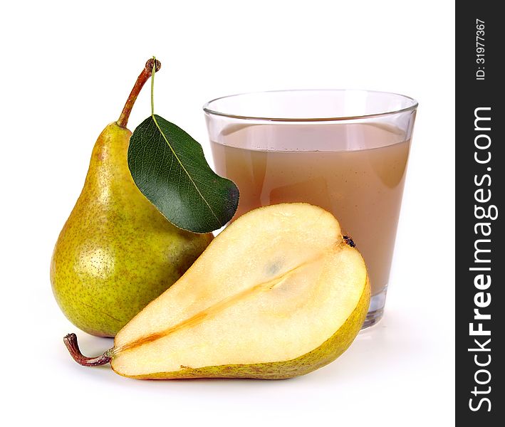 Pear juice in a glass of fruit. Pear juice in a glass of fruit