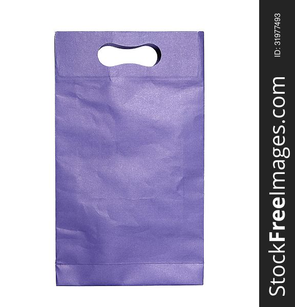 Blue paper bag isolated on white with clipping path