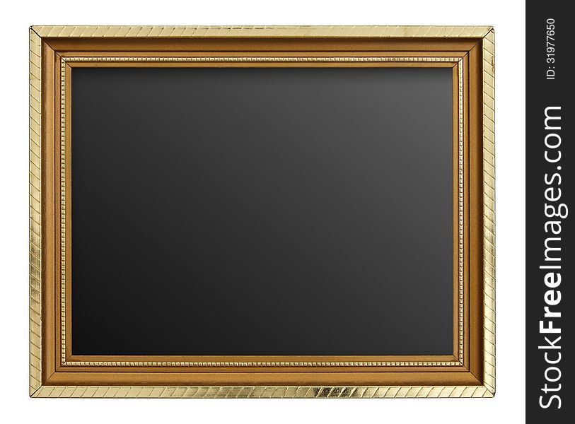 Gold picture frame isolated on white background