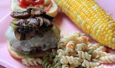 Perfect Burger And Corn On The Cob Stock Photography