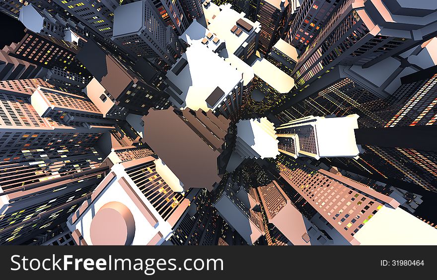 3D render of city