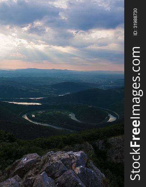 Viewpoint with view on the meandering river. Viewpoint with view on the meandering river.