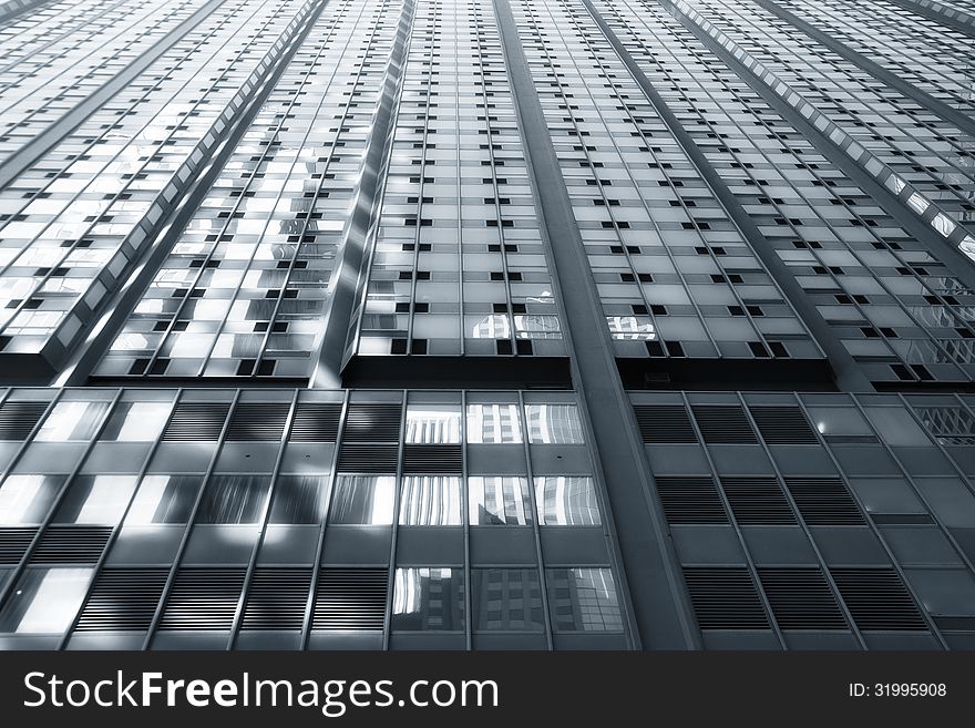 Perspective view of windows of a tall skyscraper. Perspective view of windows of a tall skyscraper.