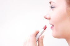 Girl With Lip-stick Royalty Free Stock Image