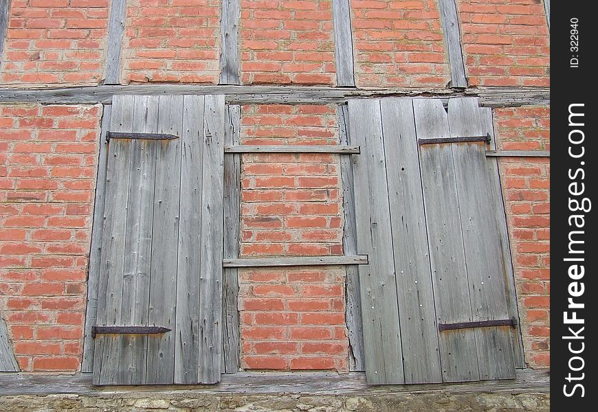 2 Doors in an old brickyard wall. 2 Doors in an old brickyard wall