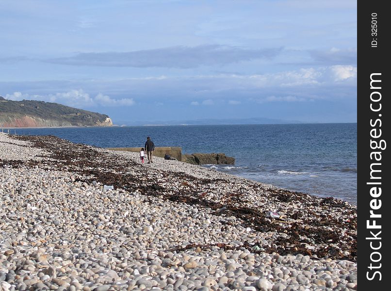 A walk on a pebble beach in South Devon in England. A walk on a pebble beach in South Devon in England