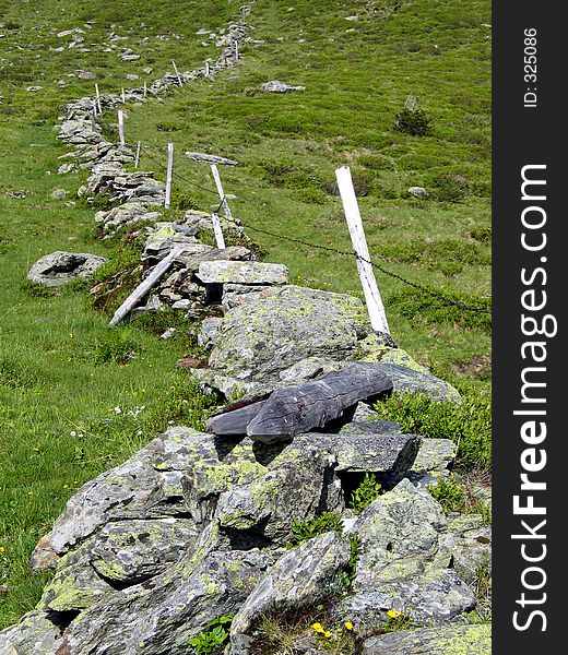 Stones fence in a mountains