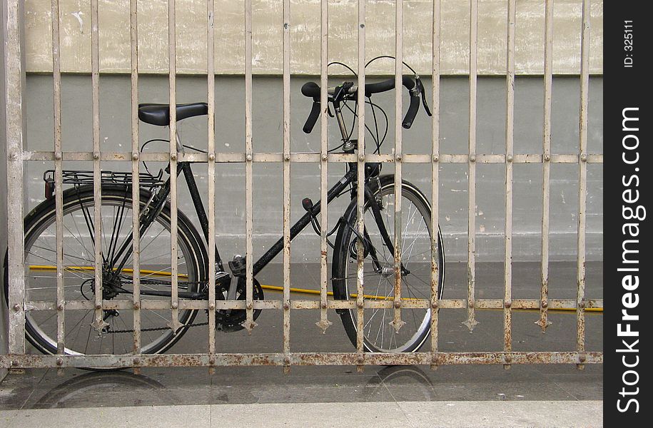 Bicycle near fence