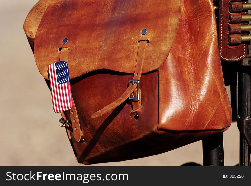 Saddlebag with American flag.