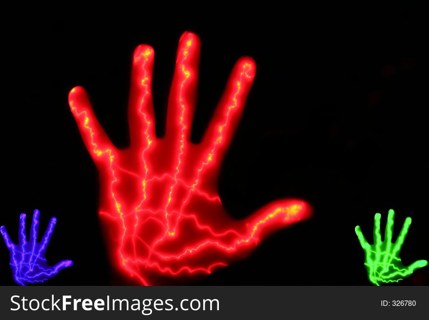 Couple of glowing hands. Couple of glowing hands