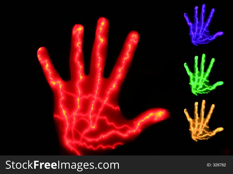 Couple of glowing hands. Couple of glowing hands