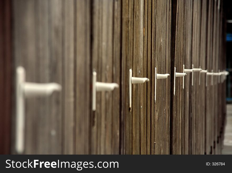 Row of wooden cabins. Row of wooden cabins