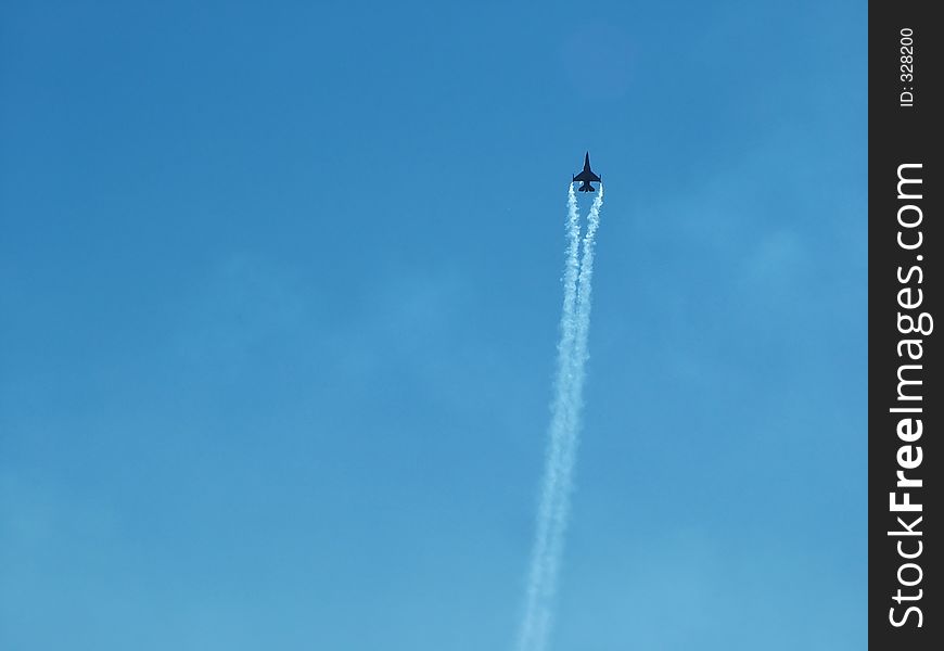 F-16 in the air during air show in USA. F-16 in the air during air show in USA