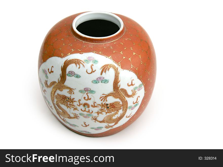 Vintage chinese vase with dragon art. Vintage chinese vase with dragon art