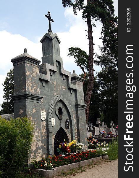 Old tombstone in polish grave yard. Old tombstone in polish grave yard