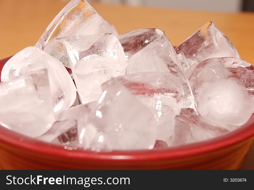 Red bowl with ice cubes. Red bowl with ice cubes