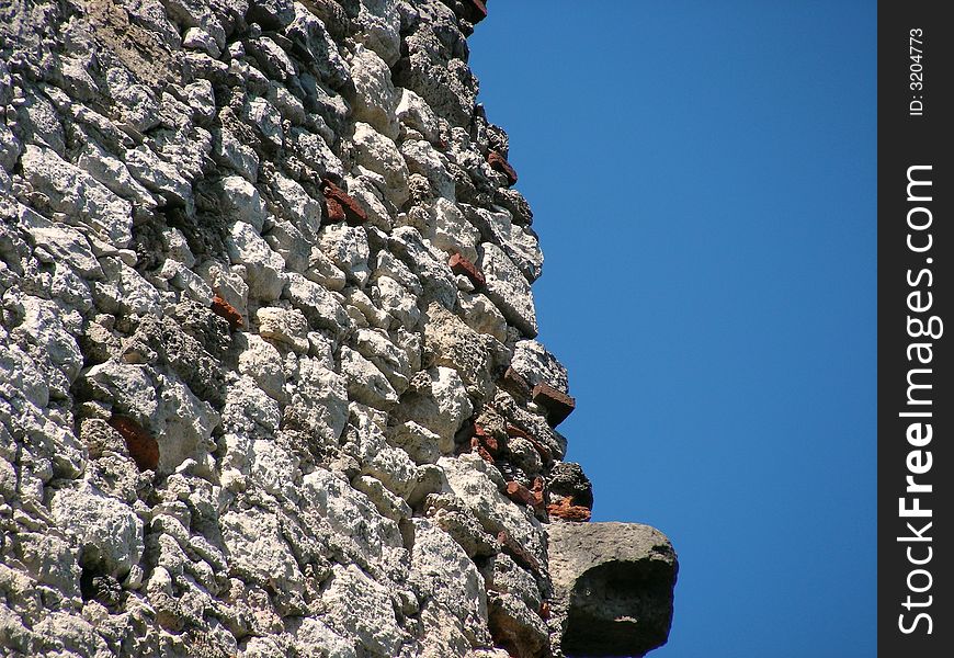 Detail of old stone wall on the castle