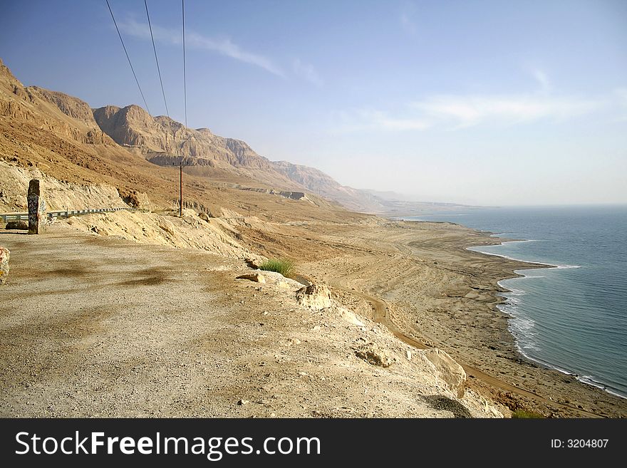 Dead sea coastline in israel