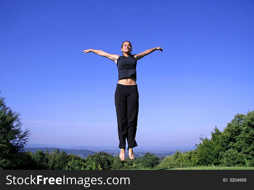 Woman Practising Self Defense