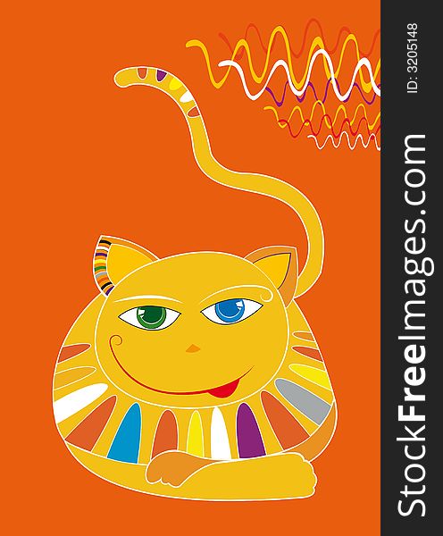 Orange cat illustration, pet. Orange cat illustration, pet