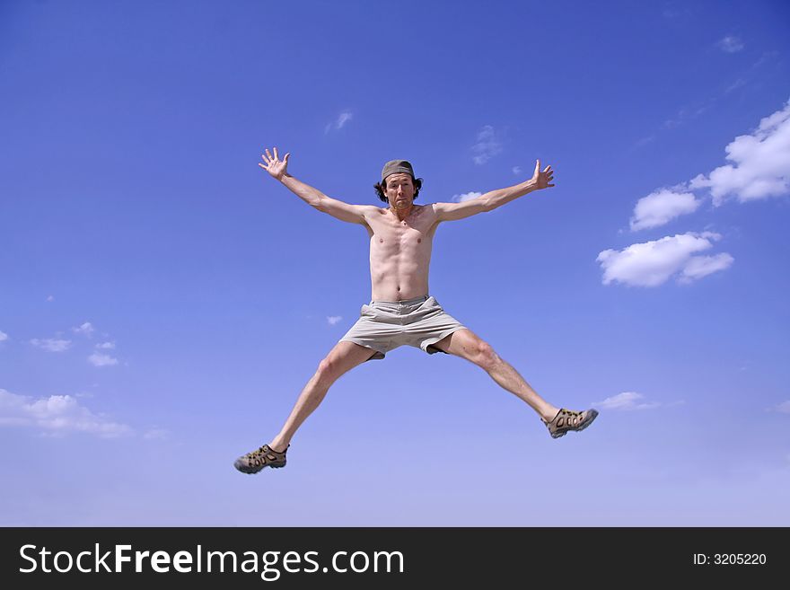 Man jumping in joy