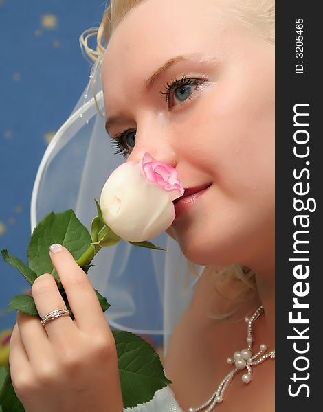 Bride With Pink Rose