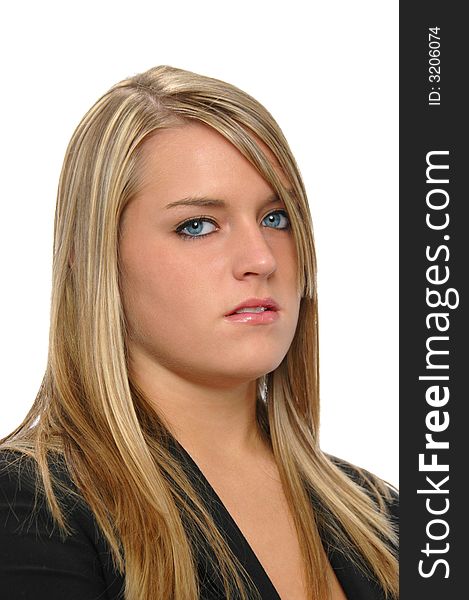 Beautiful teen portrait isolated on a white background