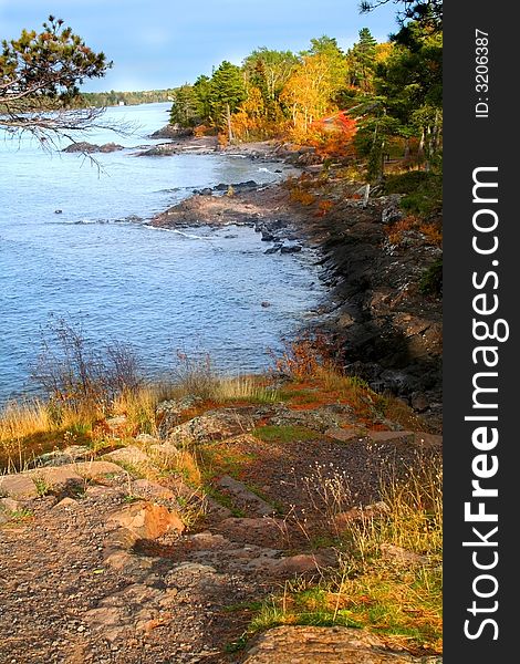 Beautiful Superior lake shore line during autumn time. Beautiful Superior lake shore line during autumn time