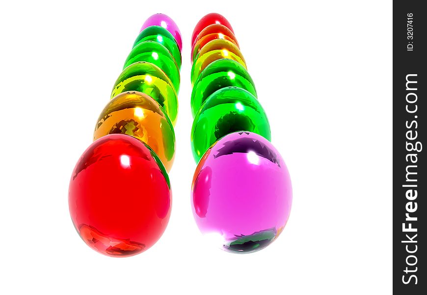 Brightly colored Easter eggs on a reflective surface. Brightly colored Easter eggs on a reflective surface.
