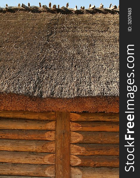 Close - up of accient wooden house