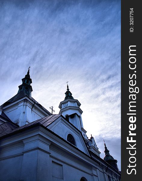 Old church at sunset. bacground