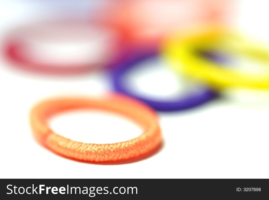 Colorful rubber bands isolated on white background