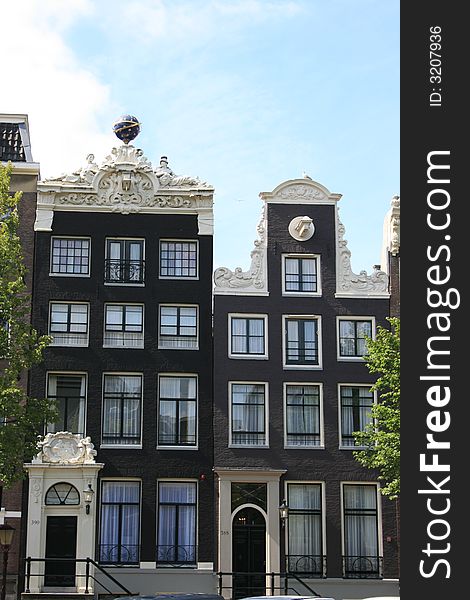 A view of random buildings in downtown Amsterdam.