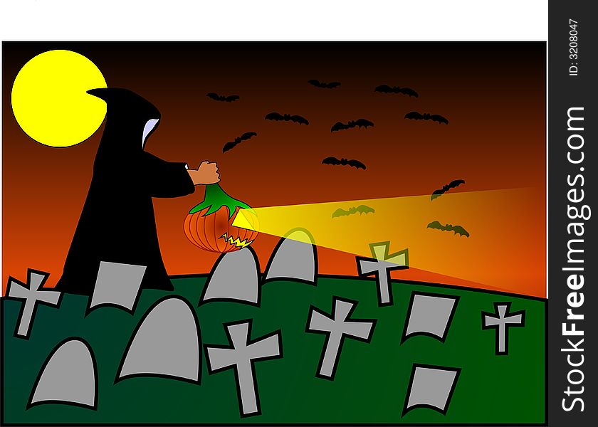 Halloween Jack At Graveyard