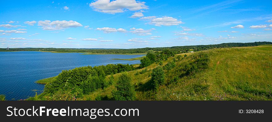 Beautiful panoramic landscape with the dark blue, cloudy. Beautiful panoramic landscape with the dark blue, cloudy