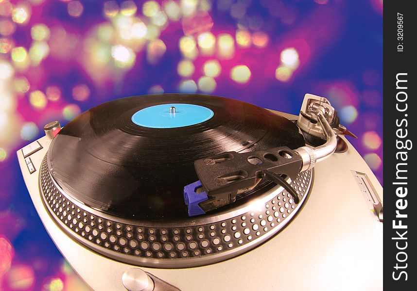 Fisheye shot of a turntable and record. Fisheye shot of a turntable and record