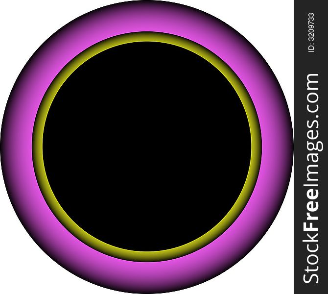 Round frame with pink and yellow glowing border. Also available as Illustrator-file