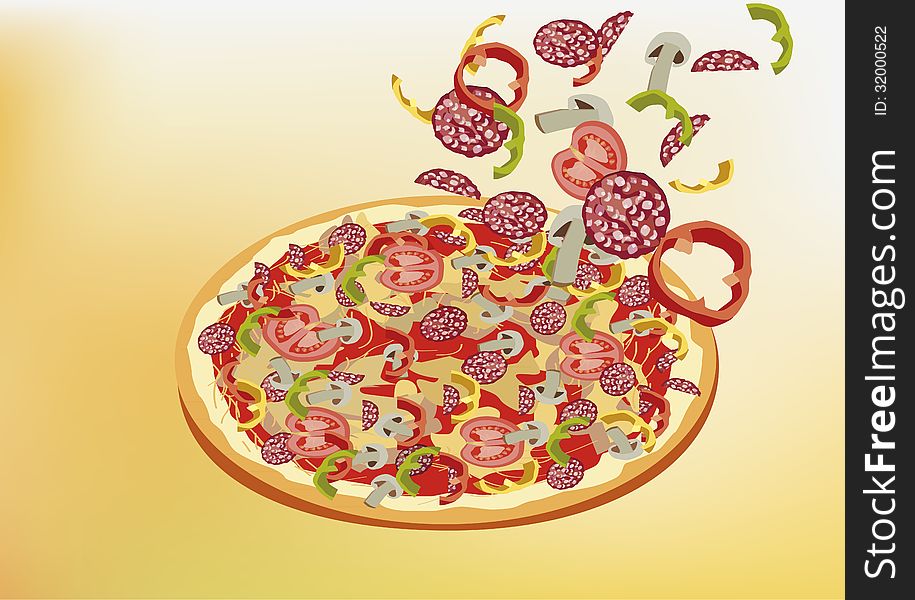 Pizza, Menu , Restaurant ,  Illustration
