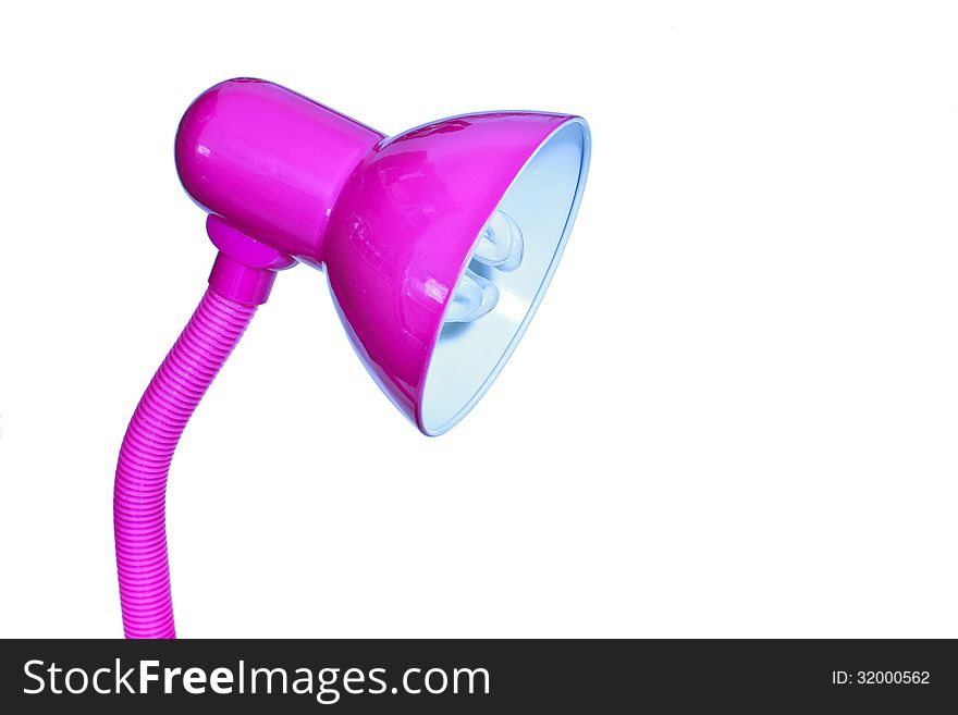 Pink table lamp isolated on a white background