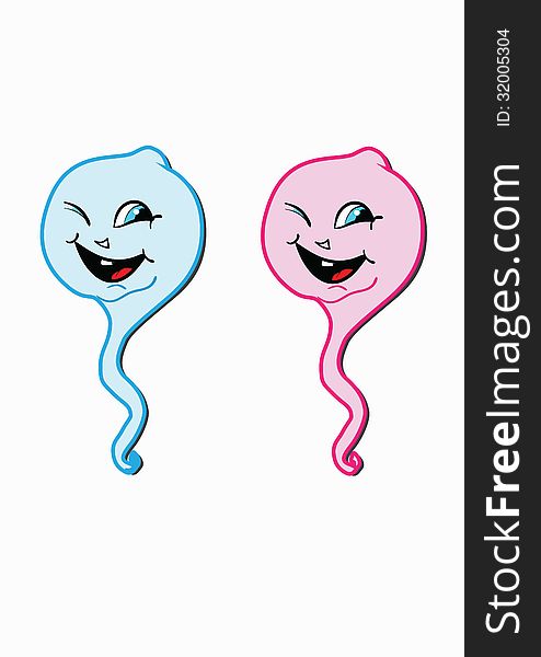 Drawn spermatozoa. Girl and Boy