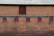 Old Boarded Up Windows And Doors In An Old Brick Building Royalty Free Stock Photos