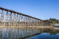 Wooden Bridge At Sangkhlaburi, Thailand Stock Photos Wooden Bridge At Sangkhlaburi, Thailand Stock Photos